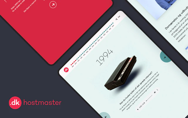 Design mockup of the Hele Danmarks anniversary timeline for DK Hostmaster by Emil Rosenius