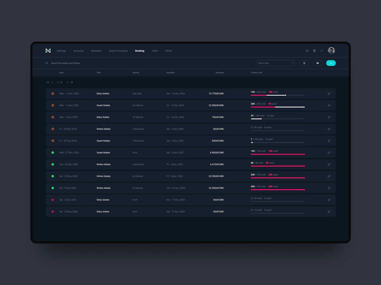 Mockup of the ticket management feature in Nyx