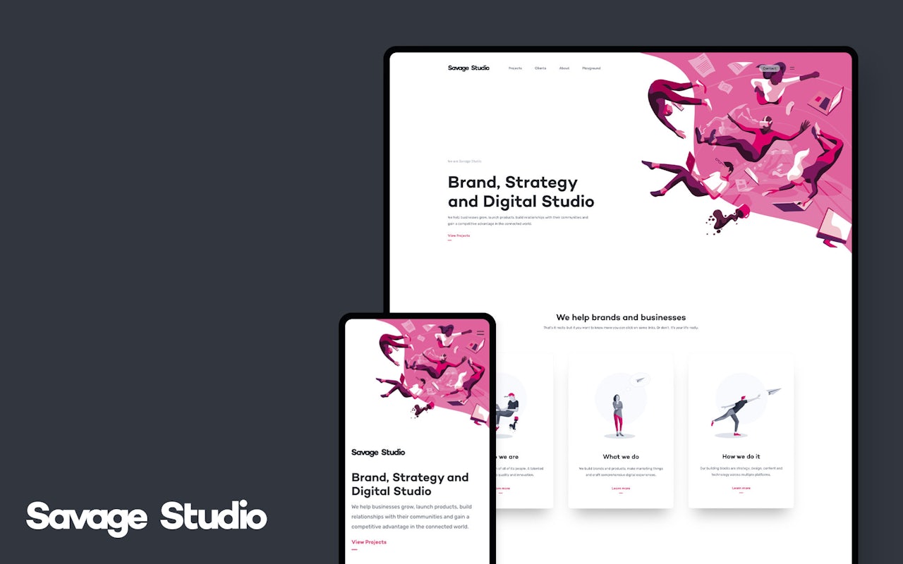 Mockup design of the Savage Studio project built by Emil Rosenius